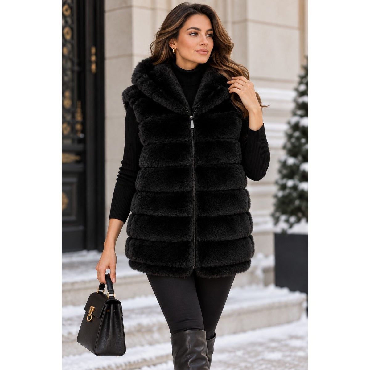 Veste Fourrure Sans Manches