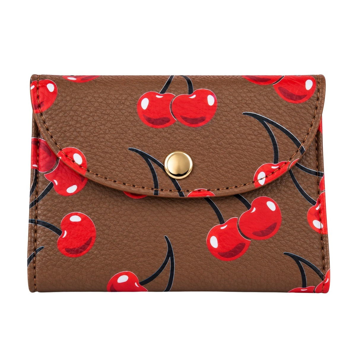 Porte-Monnaie Cerises Camel Fonce