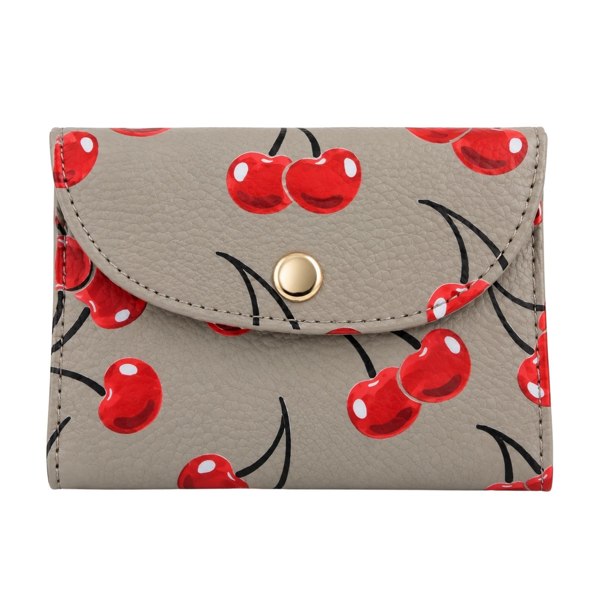 Porte-Monnaie Cerises Taupe Clair