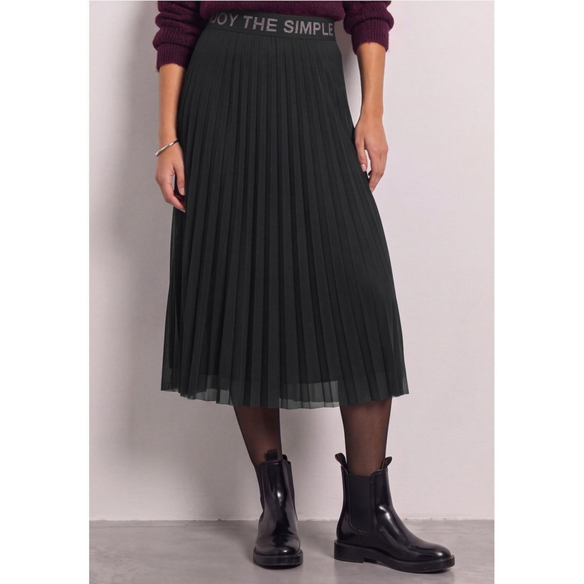 Mesh Plissee Skirt_Solid
