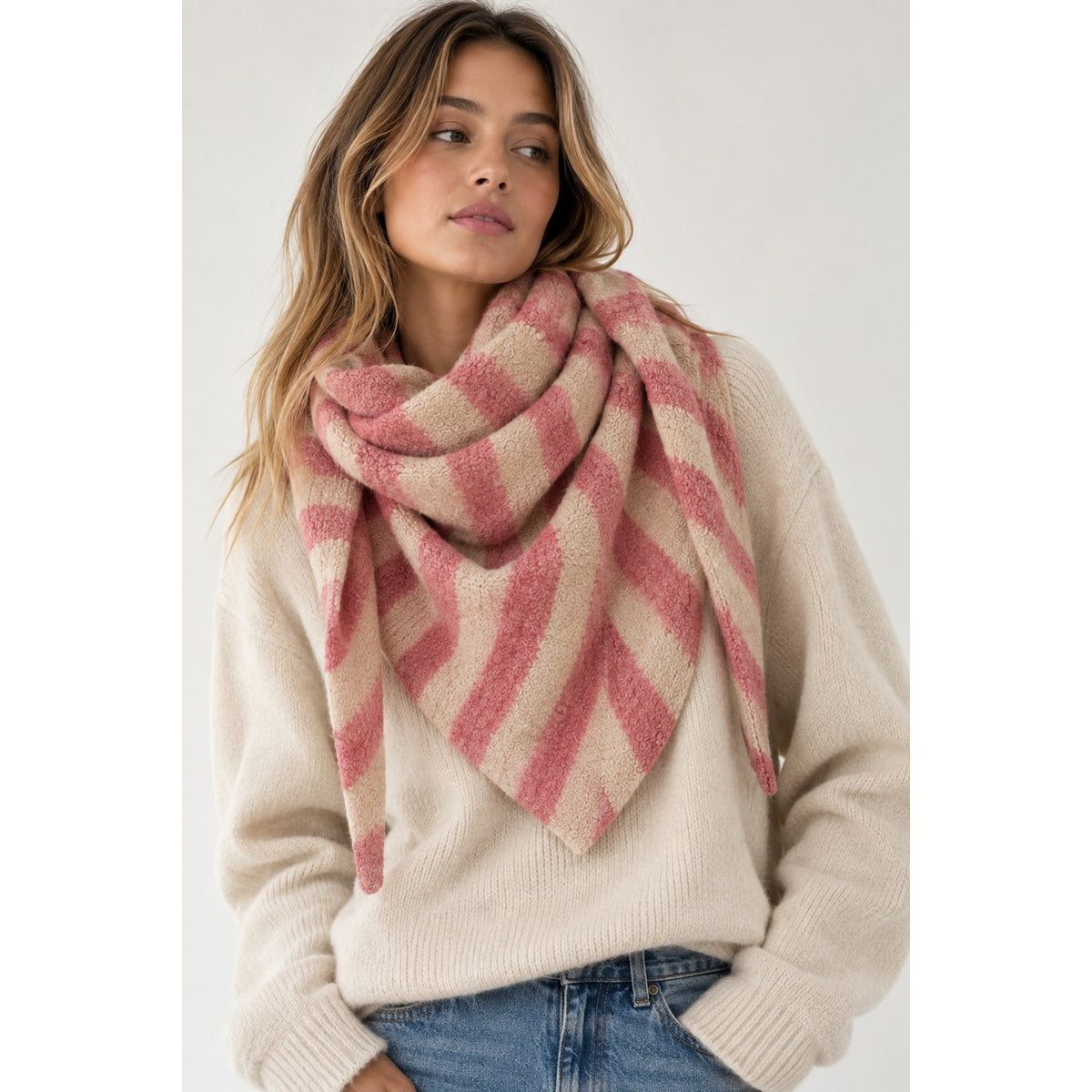 Triangle Beige Fonce/Rose Poudre