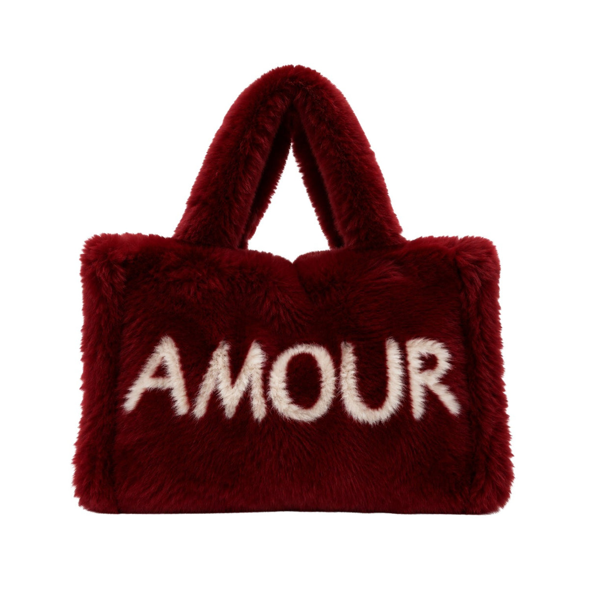 Sac A Main Fourrure Bordeaux/Beige Clair
