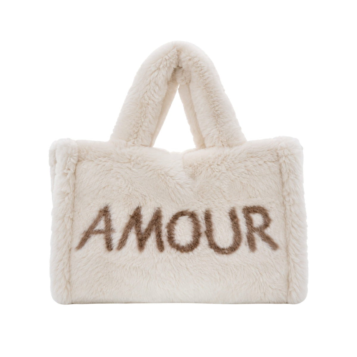 Sac A Main Fourrure Creme/Taupe Clair